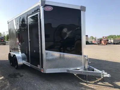 IDEAL CARGO 7X14 GALVANIZED ENCLOSED TRAILER WITH REAR RAMP DOOR WITH 12in. EXTRA HEIGHT AND TWO TON...