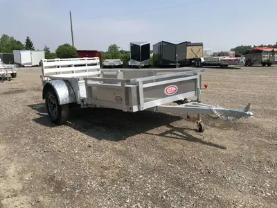 HOMEOWNERS SPACE-SAVER SERIES 5 X 10 ALUMINUM UTILITY TRAILER WITH SOLID ALUMINUM SIDES AND REMOVABL...