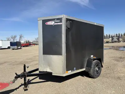 Used 2022 Cross 5'x8' Enclosed Cargo Trailer (1) 3500lb Spring Axle ST205 / 75R15 Tires Black Alumin...
