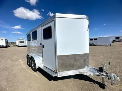 2 Horse Slant Load w/ Easy Care Floorping Package, 4in. Slant Wall Dressing Room, Spare Tire, Gravel...
