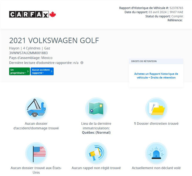 2021 Volkswagen Golf Highline BAS KM | NAV | CAMÉRA | CARPLAY |  in Cars & Trucks in Laval / North Shore - Image 2