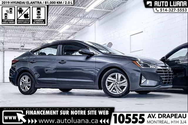 2019 HYUNDAI Elantra Preferred CARPLAY/ANGLE MORT/CAM/81,000km dans Autos et camions  à Ville de Montréal