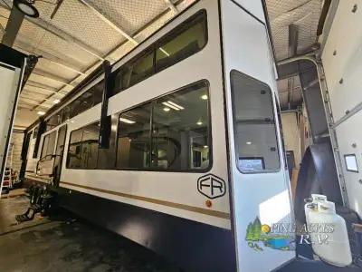 Forest River Wildwood Grand Lodge destination trailer 42VERANDA highlights: Rear Porch/Veranda Kitch...