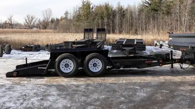 Hydraulic Drop Deck Float Trailer By Miska Trailers - Made in Canada Easy to Load, 7 Ton Models star...