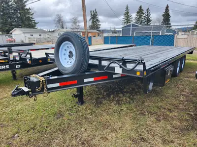 8.5 X 20' DECK-OVER AXLES: 2-7000LB 14,000lb GVW 16" 10PLY RADIAL TIRES MOUNTED SPARE TIRE STAKE POC...