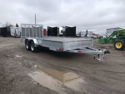 ACTION ESSENTIALS SERIES 80in. X 18' GALVANIZED STEEL UTILITY TRAILER WITH REAR MESHED STRAIGHT GATE...