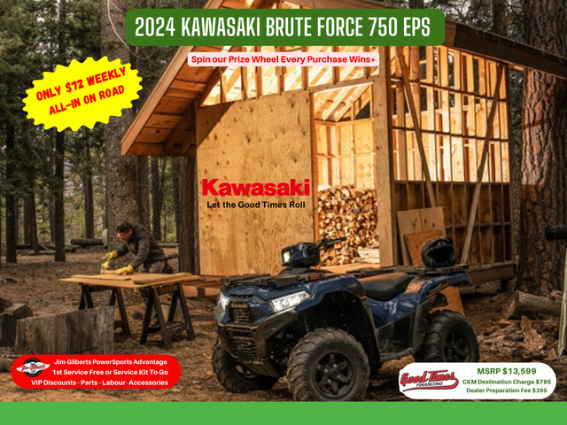 2024 KAWASAKI BRUTE FORCE 750 EPS - Only $72 Weekly in ATVs in Fredericton