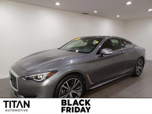 2022 Infiniti Q60 Pure AWD | Graphite Shadow Metallic | Htd Leather | Wireless Apple Car Play | Rain Sense Wipers