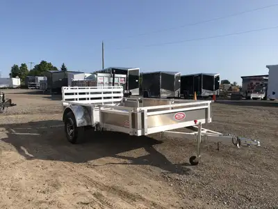 HOMEOWNERS SPACE-SAVER SERIES 6 X 10 ALUMINUM UTILITY TRAILER WITH SOLID ALUMINUM SIDES AND REMOVABL...