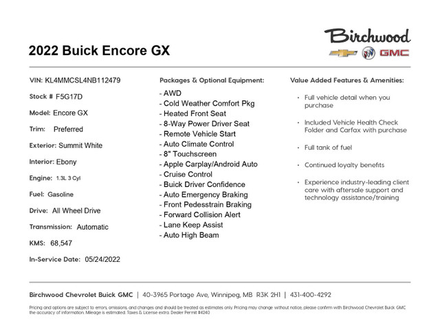 2022 Buick Encore GX Preferred "2-year Maintenance Free!" in Cars & Trucks in Winnipeg - Image 4