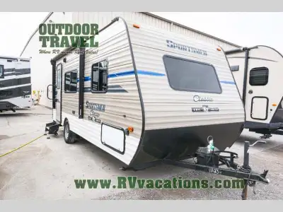 KZ Sportsmen Classic 160QB travel trailer highlights: Rear Wardrobe Pass-Through Storage 10' Power A...