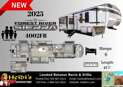 The Sierra 4002FB redefines versatility with space for the whole crew. Featuring two queen beds, a d...