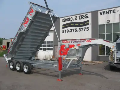 Dompeur 7X16 .. Galvanisé a chaud .. 3 essieux 7000 lbs chacune .. Gooseneck .. Rampe en tiroir incl...