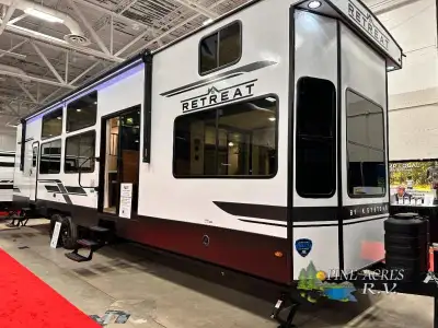 Keystone Retreat destination trailer 391CLDL highlights: Double Loft 3 Roof Mounted A/C's Luxury Pac...