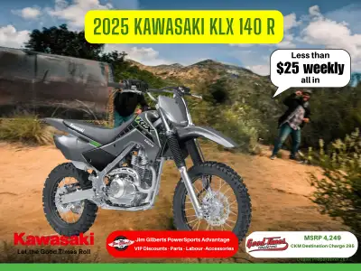 Less than $25 Weekly on the TrailDiscover the 2025 KAWASAKI KLX 140R Your Ultimate Off-Road Motorcyc...