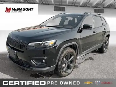 The 2023 Jeep Cherokee Altitude in Diamond Black Crystal Pearlcoat features premium leather-faced se...