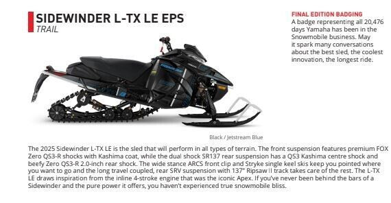 2025 Yamaha Sidewinder L-TX LE EPS - Extra $500 Rebate in Snowmobiles in Ottawa - Image 4