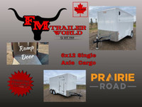 2024 Prairie Road 6x12 Cargo Trailer Single Axle White Ramp Door