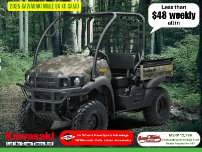 Only $48 Weekly, All-in On the Trail2025 Kawasaki MULE SX Camo is perfect for adventure lovers. It l...