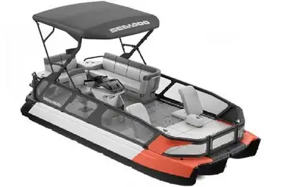 NEW 2023 Sea-doo Sport Cruise 21' in coral blast/black. This loaded-up tri-hull pontoon boat feature...