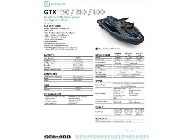 2025 Sea-Doo GTX 230 in Personal Watercraft in Winnipeg - Image 3