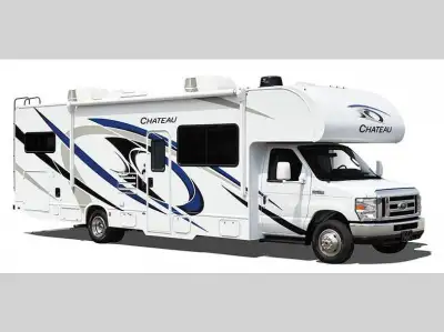 Thor Motor Coach Chateau 22E Class C gas motorhome highlights: Corner Bed Bunk Over Cab Rear Corner...