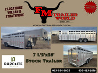 2024 Duralite 25ft Aluminum 7.5 Wide Stock Trailer 2x7000 lb Axl