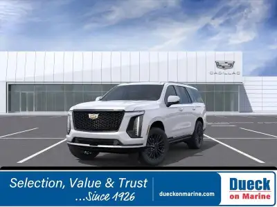 Our luxurious 2025 Cadillac Escalade Sport Platinum 4WD commands the road in Crystal White Tricoat!...