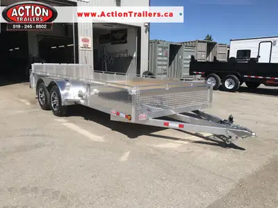 ACTION SERIES 80" X 16' ALUMINUM UTILITY TRAILER WITH BI-FOLD GATE, SOLID ALUMINUM SIDES AND TOP TIE...