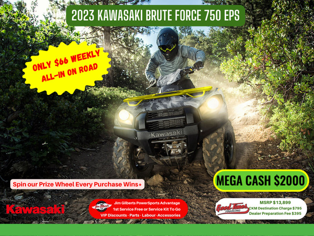 2023 KAWASAKI BRUTE FORCE 750 EPS - Only $66 Weekly all in in ATVs in Fredericton