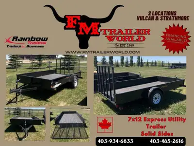2025 Rainbow Trailers 7'x12' Express Utility Trailer Solid Sides