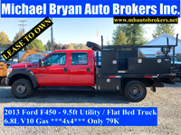 2013 FORD F450 - 9.5FT UTILITY FLAT BED TRUCK *4X4* ONLY 79K