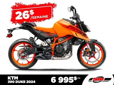 2024 KTM 390 DUKE Faites vite PROMOTION de 750.0$ valide jusqu'au 06/02/2025. Financement à partir d...