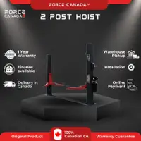 Force Canada™ 2 post car lift with baseplate and overhead models