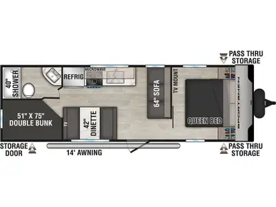 . 2025 KZ-RV Sportsmen SE 260BHSE Sleeping places: 9, Width: 8.00, Exterior Finish: Aluminum, Bunk b...