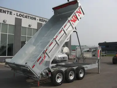 Dompeur 7X16 .. Galvanisé a chaud .. 3 essieux 7500 lbs chacune ou 8000 lbs chacune Gooseneck .. Ram...