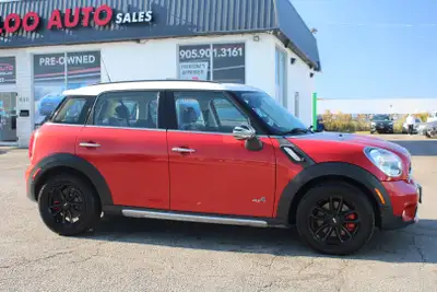 Nice Clean Mini Cooper Countryman S AWD with 6 Speed Manual Transmission. Red on Black Leather Inter...