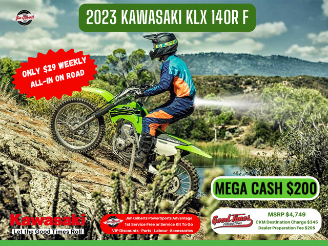 2023 KAWASAKI KLX 140R F - Only $29 Weekly, All-in in Dirt Bikes & Motocross in Fredericton