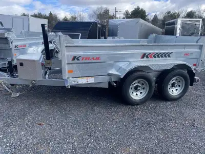 K-Trail Galvanized Dump trailer 72" x 10' 5 Ton 2 x 5200 lbs Dexter axles, Aluminum box with battery...