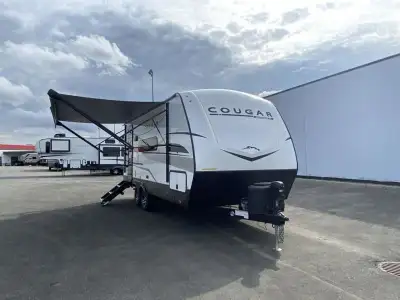 Keystone Cougar Sport travel trailer 1900RBWE highlights: Rear Corner Bath Tri-Fold Sleeper Sofa Que...