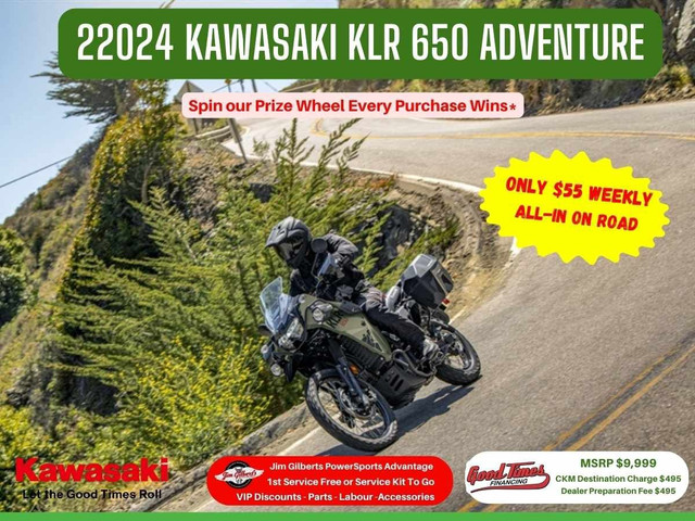 2024 KAWASAKI KLR 650 ADVENTURE - Only $55 Weekly in Dirt Bikes & Motocross in Fredericton