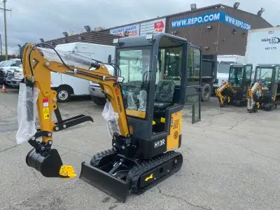 2024 AGT Industrial H13R Mini Excavator 420CC Gas Engine, 1 door, yellow exterior, black interior. $...