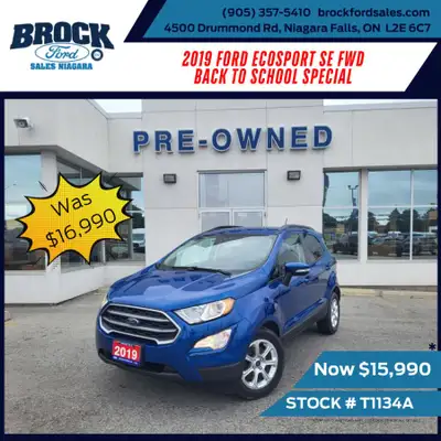 2019 EcoS2019 Ford EcoSport SE FWD 1.0L The 2019 Ford EcoSport SE is a subcompact crossover that str...