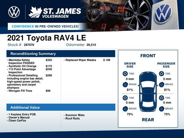 2021 Toyota RAV4 LE | LOW KMs! | CLEAN CARFAX | BLIND SPOT in Cars & Trucks in Winnipeg - Image 3
