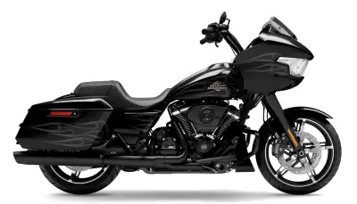 The Road Glide has an aerodynamic Sharknose fairing and a liquid-cooled Milwaukee-Eight 117 engine t...
