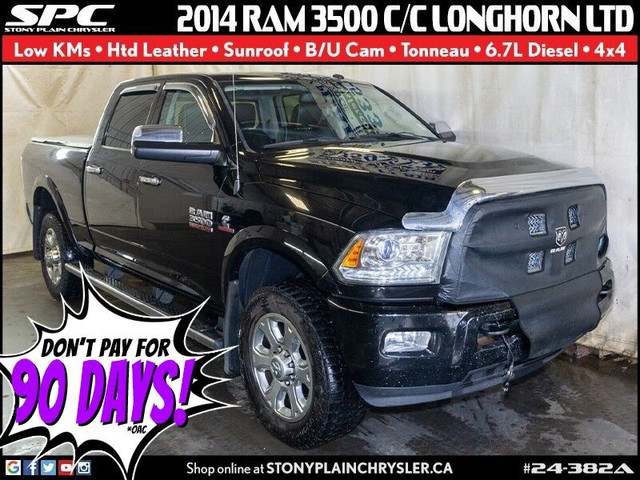  2014 Ram 3500 Longhorn Ltd - Low KMS, Htd Leather, Sunroof in Cars & Trucks in St. Albert