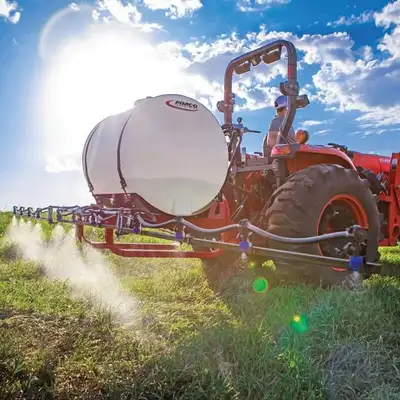 The Fimco 200-gallon 3-point hitch sprayer with a 1225FX4 boom kit, spray wand, and pump is designed...