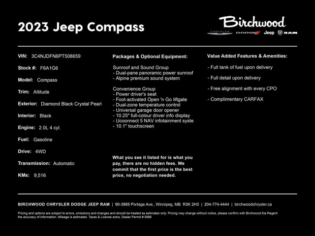 2023 Jeep Compass Altitude in Cars & Trucks in Winnipeg - Image 2