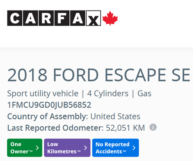 2018 Ford Escape AWD/53255 KM/ONE OWNER/CERTIFIED! in Cars & Trucks in Red Deer - Image 2