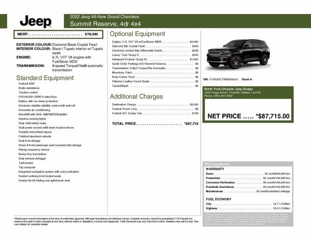 2022 Jeep Grand Cherokee Summit|Laguna Leather Pkg|Advanced
